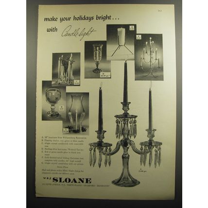 1952 W&J Sloane Candle Holders Ad - Make your holidays bright with Candle-light