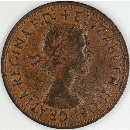 AUSTRALIA 1964 Halfpenny / ½ Penny - Error/Variety Die Crack & Blind Queen (Q-D)