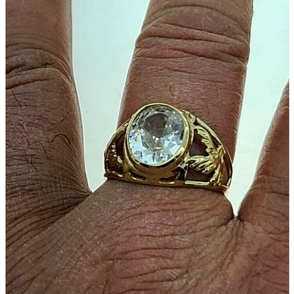 New Flying Eagle White Oval Stone Real 14k Yellow Gold Men Ring 5.4 Gr Size 10