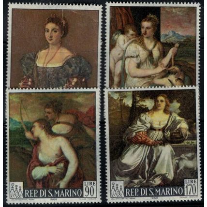 ZAYIX San Marino 639-642 MNH Art - Titian Paintings - Women - Nudes 030822SM51M