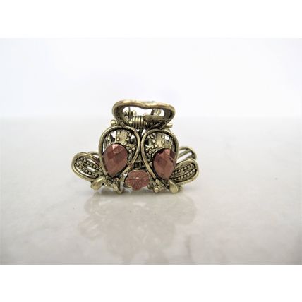 Small mini rose gold/copper tone metal hair claw clip