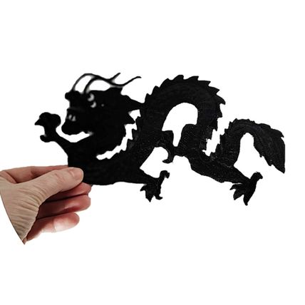 Oriental Dragon Iron On Patch Large Embroidered Badge 26cm x 13.5 cm Motif P232