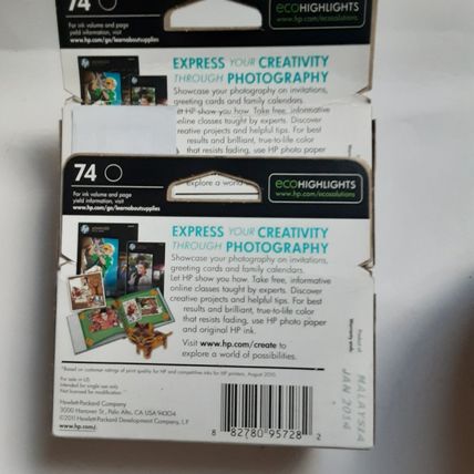 Genuine HP Ink Cartridge 74 Lot of 2 Black Sealed Boxes Malaysia Jan 2014