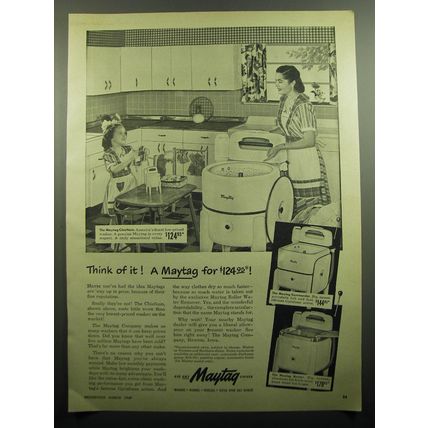1949 Maytag Chieftain, Commander and Master Washing Machines Advertisement