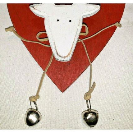 Christmas Deco Reindeer Vintage Shabby Red Heart Wall Decoration By Heaven Sends