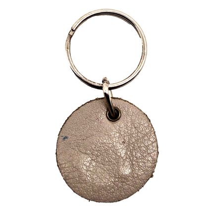 Gold-Tone Crown Leather Circle Keychain Charm Fob Purse Bag Luggage (J14)