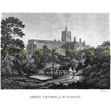Abbey Church, St Albans, Hertfordshire, England, 1825, MODERN REPRODUCTION