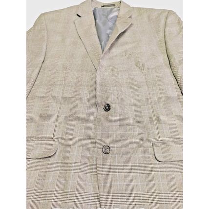 Chaps Mens Sports Coat Brown 46L Houndstooth Button Sleeve Pockets Back Slit