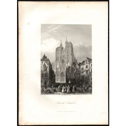 ABBEVILLE CATHEDRAL 1850 Albert Henry Payne ANTIQUE ENGRAVING