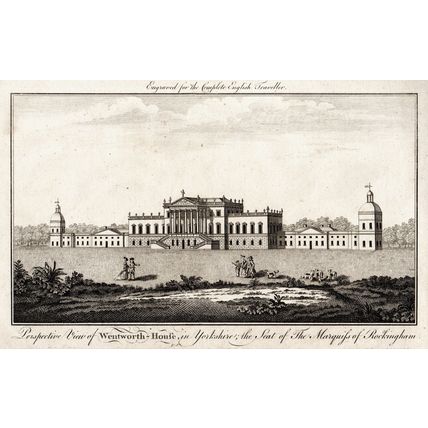 PERSPECTIVE VIEW OF WENTWORTH HOUSE, IN YORKSHIRE 1771 ANTIQUE ENGRAVING