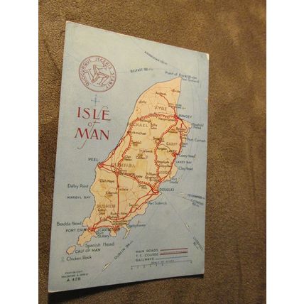 1930s Postcard - Isle of Man Map - Artist / A428