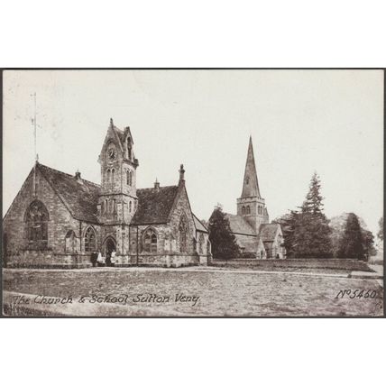The Church & School, Sutton Veny, Wiltshire, 1917 - SP Butt Postcard