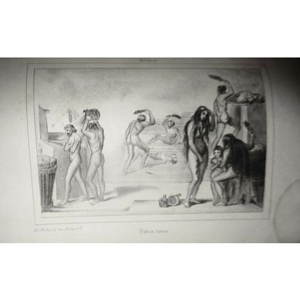1840 Russia - Banos rusos - engraving. El universo pintoresco - M. Chopin