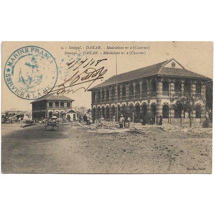 MARINE FRANCE SERVICE CACHET ON SENEGAL POSTCARD CIRCA 1916 MY REF 1