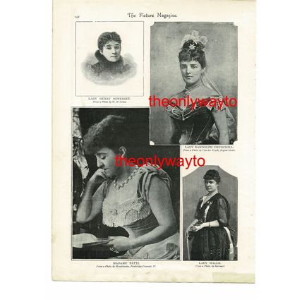 LADY RANDOLPH CHURCHILL, MADAME PATTI +, Book Illustration (Print) 1895