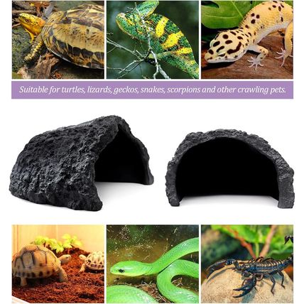 NOMAL Reptile Rock Hide Cave Large Reptile Habitat Turtle Hideouts Cave for Liza
