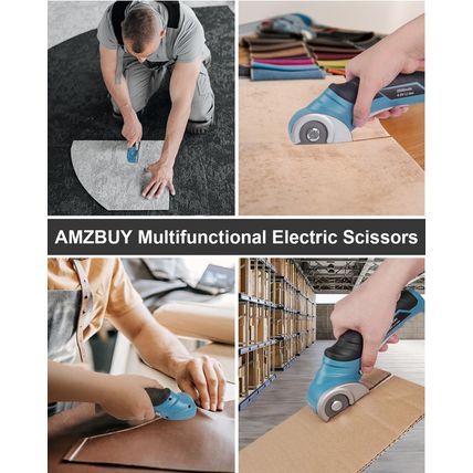 Cordless Electric Scissors Cardboard Cutter - AMZBUY 4V Rotary Cutter with Self-