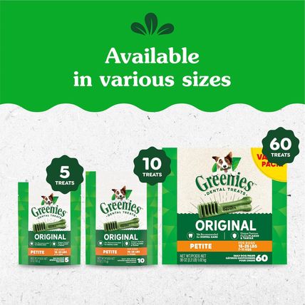 Greenies Original Petite Natural Dental Care Dog Treats, 54 Oz. Pack (90 Treats)
