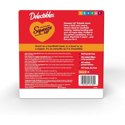 Delectables Squeeze up Variety Pack, Creamy Squeezable Puree, Lickable Wet Cat T