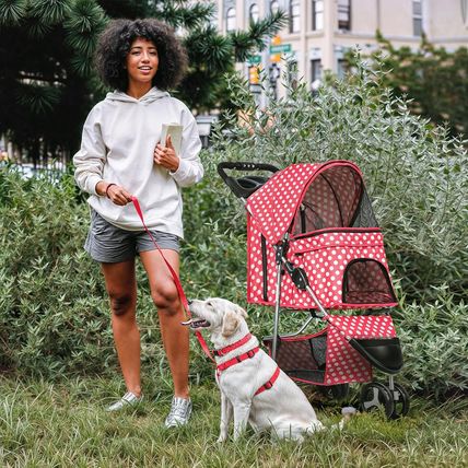 Monibloom 3 Wheels Pet Dog Cat Stroller for Small Medium Dogs Cats, Foldable Jog