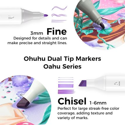 Ohuhu Alcohol Based Art Markers - Double Tipped Coloring Marker Set for Adults C