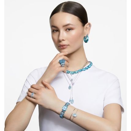 SWAROVSKI Lucent Hoop, Statement, Round shape, Blue Earrings - NEW in Box