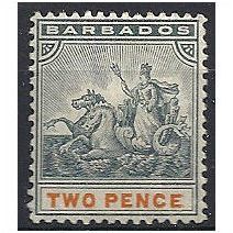 Barbados 1899 SG108 2d Slate-Black & Orange Mounted Mint .