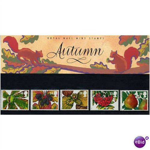 GB 1993 Four Seasons Autumn Fruits & Leaves Presentation Pack # 240 SG 1779-1783