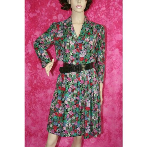 Vintage 1970 Floral Shirt Dress Size 10 Womens Marks & Spencer