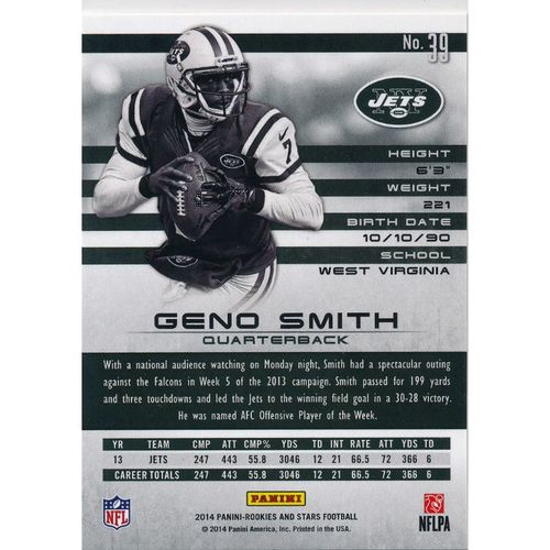 2014 Panini Rookies & Stars #39 Geno Smith New York Jets