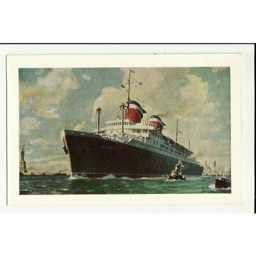 United States Lines SS AMERICA Company Art Postcard