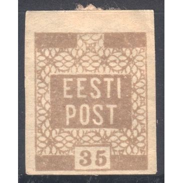 Estonia 1918 - SG3 imperf - 35p brown - numeral - MH