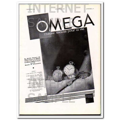 OMEGA 1932 French Exact Hour wristwatch pocket watch vintage ad
