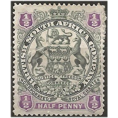 Rhodesia 1897 SG66 1/2d Grey-Black & Purple Mounted Mint . ..