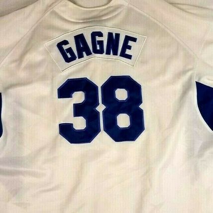 LA Dodgers Gagne #38 Los Angeles MLB Baseball White Jersey Used Stained 2XL (T6C