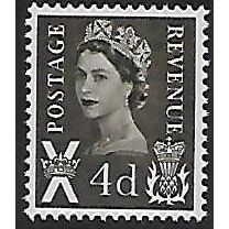 SG S9 (**): 4d. olive-sepia Scotland Regional Stamp: Queen Elizabeth II.