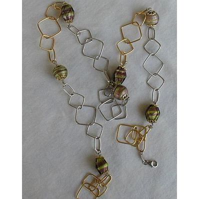 Golden and silver rings necklace