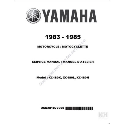 YAMAHA XC180K XC180L XC180N SERVICE MANUAL MOTORCYCLE 369 PAGES ENGLISH FRANCAIS