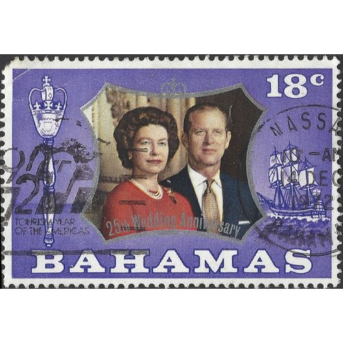 BAHAMAS, Queen Elizabeth silver wedding, blue 1972, 18c