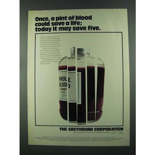 1972 Greyhound Corporation Ad - Once, a Pint of Blood