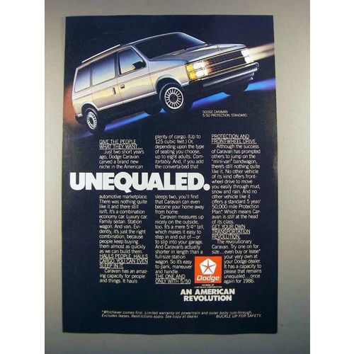 1986 Dodge Caravan Ad - Unequaled!
