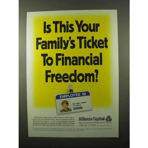 1999 Alliance Capital Ad - Ticket to Financial Freedom