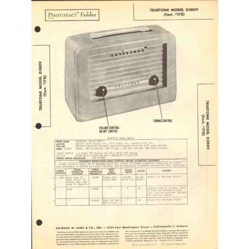 TRUETONE model D3809 portable AM radio receiver Sams Photofact manual