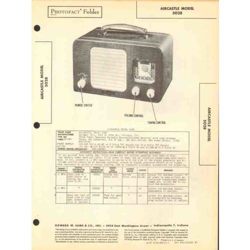 AIRCASTLE model 5028 5 tube AM radio receiver Sams Photofact manual