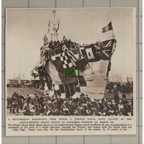 C1168) French Naval Band Anglo-French Rugby Match Colombes Stadium - 1948 Clip