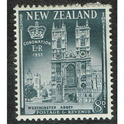 New Zealand 1953 Coronation 8d Slate Grey SG717 MM