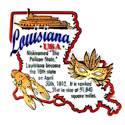 Louisiana The Pelican State Outline Montage Fridge Magnet
