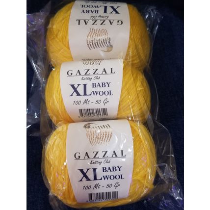Gazzal XL Baby Wool Fingering Yarn - 3-Pack Yellow-812