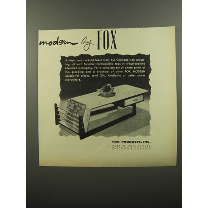 1953 Fox Products Cosmopolitan Cocktail Table Advertisement - Modern by Fox