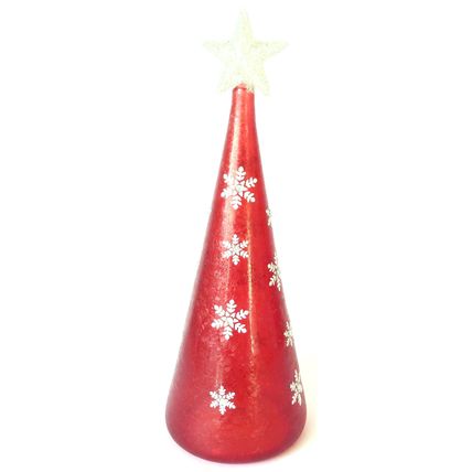 Red Christmas Tree LED with Star on the Top Glass Decoration 24 CM